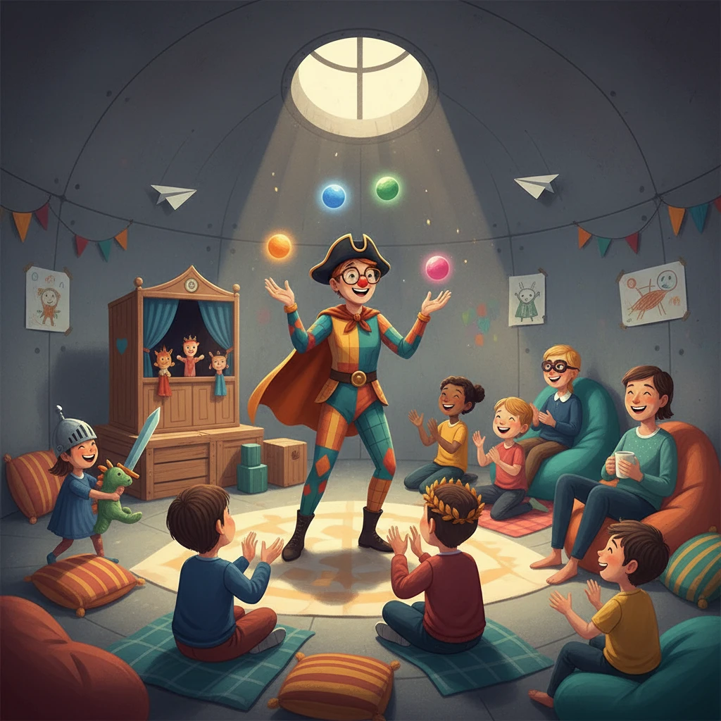 הַגִּבּוֹר עִם הַתַּחְפֹּשׂוֹת שֶׁעוֹשֶׂה שָׂמֵחַ בַּמִּקְלָט